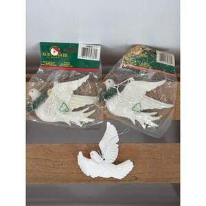 Kurt S Adler White Dove Christmas Ornaments Set of 3 Glitter Pine H5927 Vintage